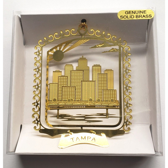 Tampa Florida Brass Ornament City Skyline by the Bay - Picture 4 of 7